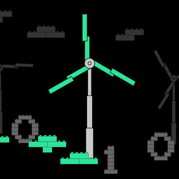 Illustration einer Windkraftanlage aus Lego 
